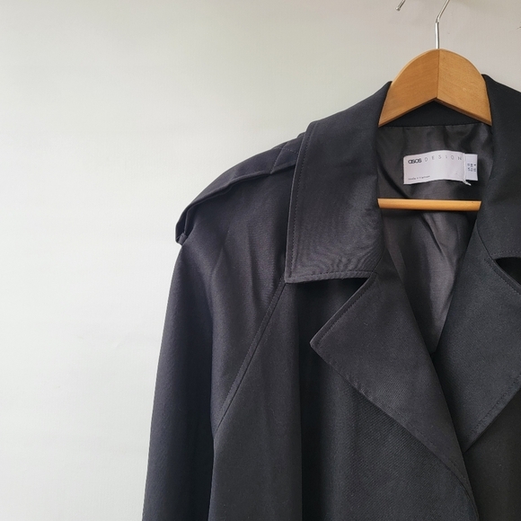 ASOS Jacket Womens 6 Black Waist Length Lightweight Oversized Relaxed Trench - Picture 4 of 16